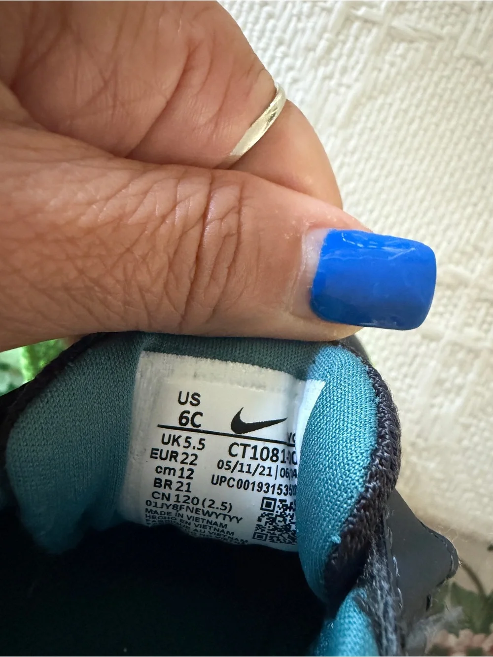 Nike Kids Gray & Teal Velcro Sneakers with Orange Swoosh